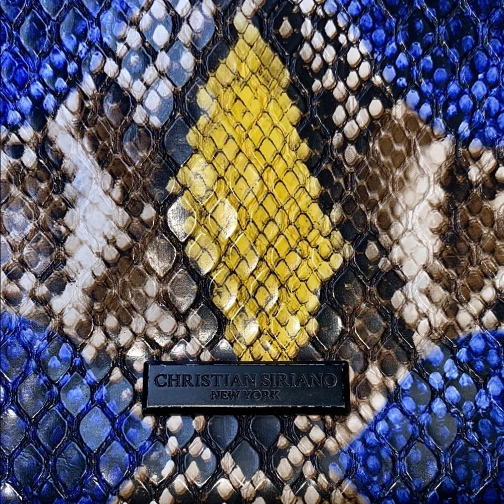 Blue and Yellow Snakeskin Wristlet with Luxurious Gloss
